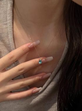 瓦尔登湖之泪海蓝水滴项链高级感