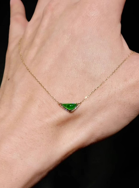 新中式三角仿玉髓项链小众高级感