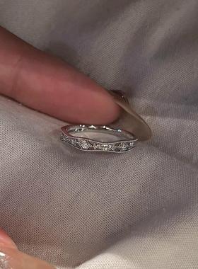 冷淡风细闪银色素圈戒指轻奢中古