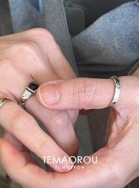 复古不规则宽面金素圈戒指老钱风