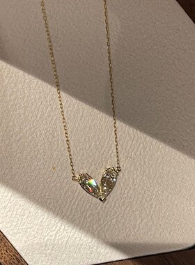 爆闪mini仿锆爱心项链简约高级感
