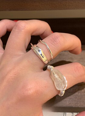 Vintage中古韩系手工绕线戒指女