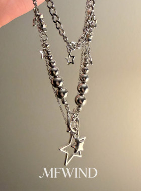 做旧多层星星长款项链甜酷小众女