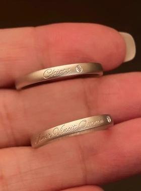 爱能战胜一切素圈银色戒指高级感