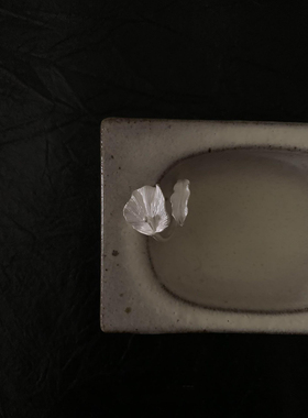 银色复古拉丝荷叶戒指新中式轻奢