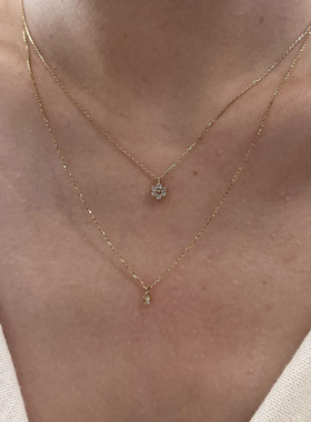 极细mini小花吊坠项链轻奢简约女