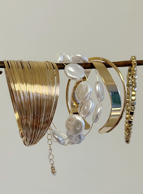 古着欧美时髦手环女百搭宽边叠戴