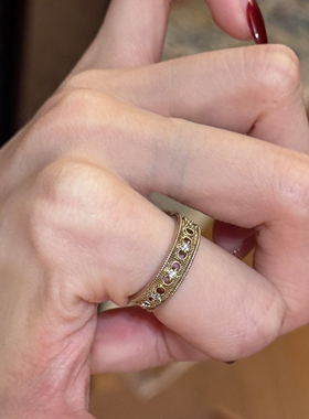 vintage古铜咖啡金窄边戒指叠戴