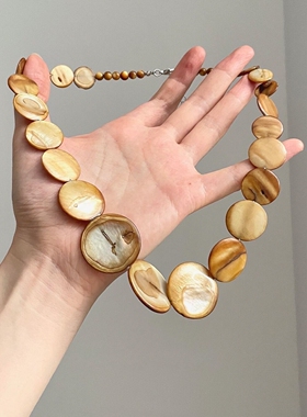 民族风仿贝壳串珠项链独特夸张女