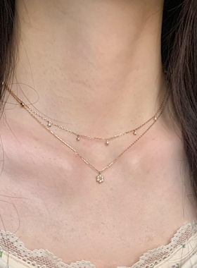 法式复古闪钻花朵流苏项链高级感