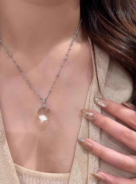 清冷感仿白水晶闪钻项链轻奢精致