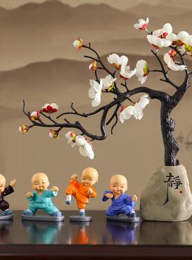 唐艺创意中式客厅玄关家居腊梅和尚装饰品摆件酒架办公室桌面摆饰