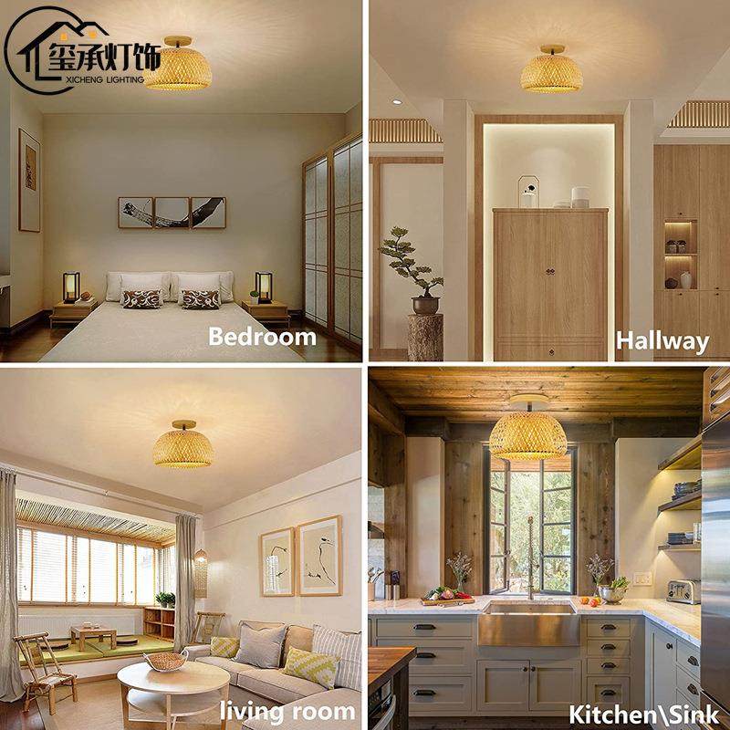 中式田园竹编灯餐厅东南亚灯具茶楼藤艺竹艺灯过道入户玄关吸顶灯,淘宝优惠券,粉丝福利购,淘宝优惠卷