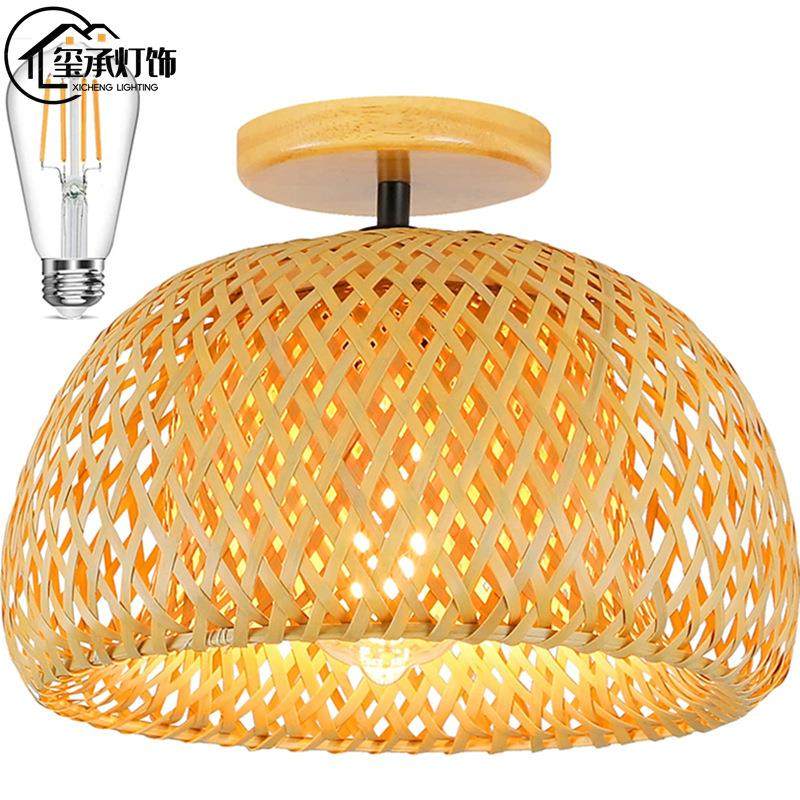 中式田园竹编灯餐厅东南亚灯具茶楼藤艺竹艺灯过道入户玄关吸顶灯,淘宝优惠券,粉丝福利购,淘宝优惠卷