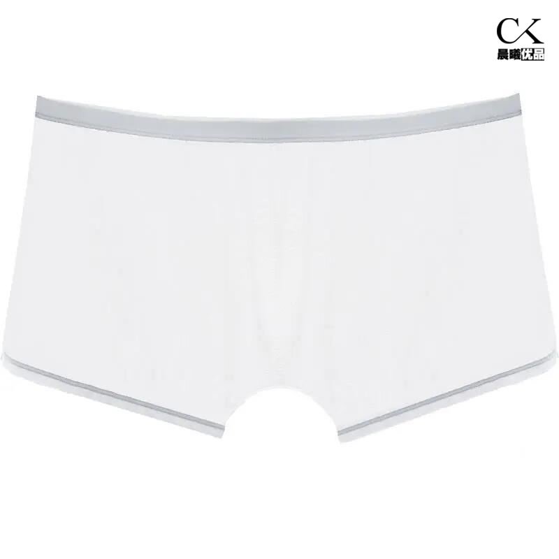Summer men's underwear men's ice silk thin breathable boxer briefs personalized printed transparent mesh quick-drying boxer briefs