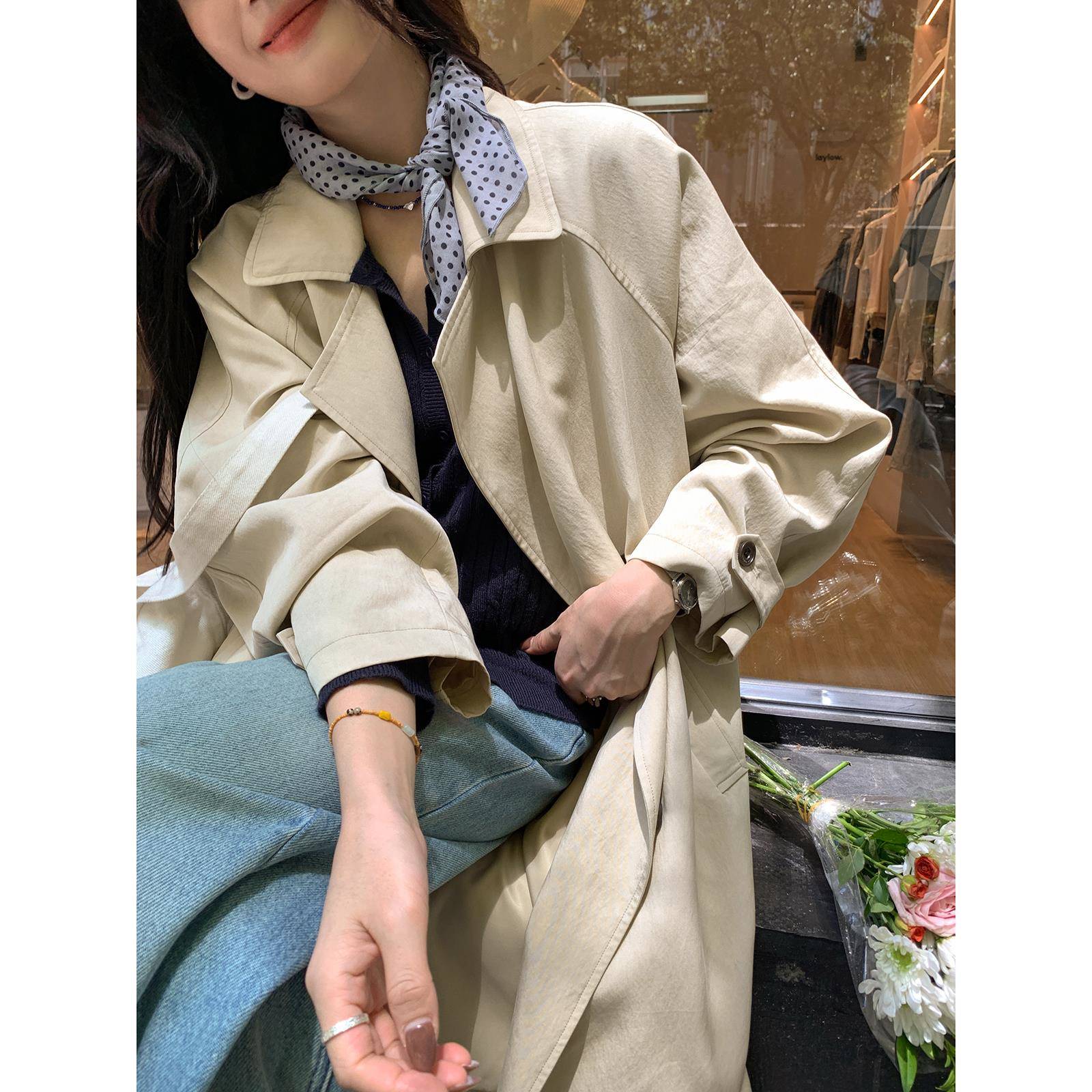 Sisilyon 北欧海岛~天丝垂感小个子风衣外套女秋冬高级感廓形大衣 - 图3