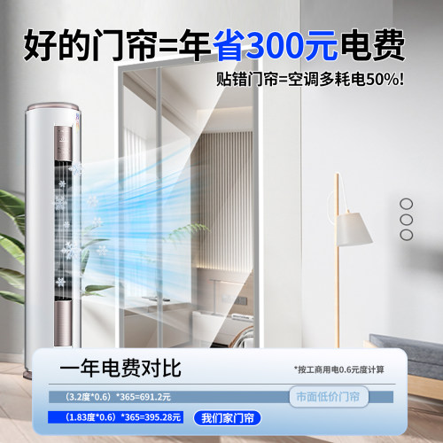 侧开空调门帘隔断帘夏季隔热防风遮挡帘塑料挡风厨房透明卫生间 - 图0