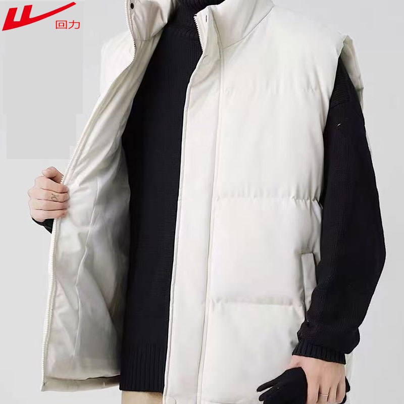 回力羽绒棉马甲休闲百搭男女通用冬季加厚保暖立领无袖背心外套 - 图2