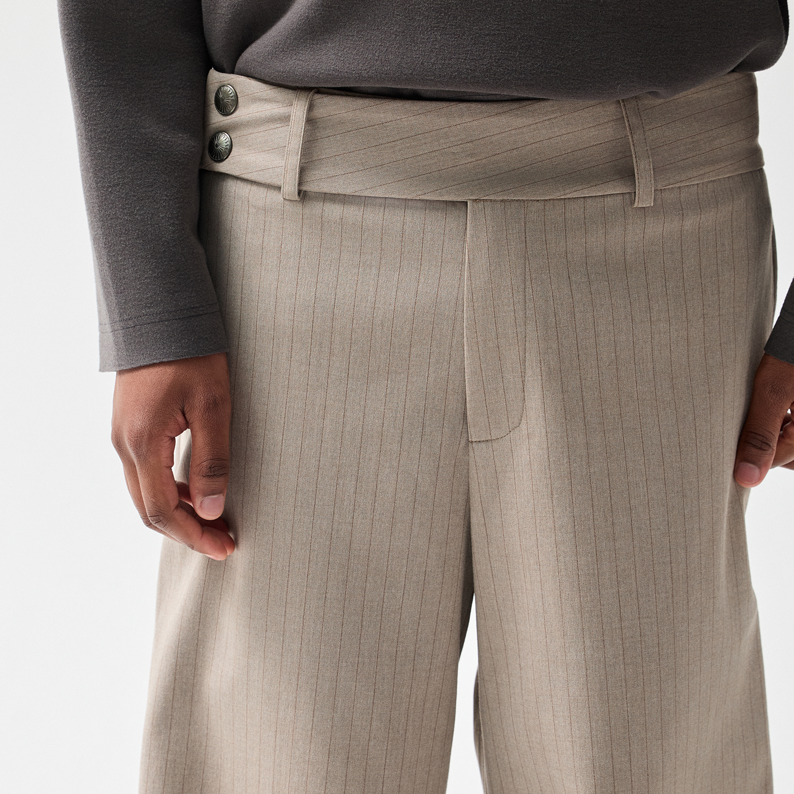 Azure Lisseur 条纹剑道裤竖纹裁片喇叭西裤黑色阔腿裤西装长裤AL - 图3