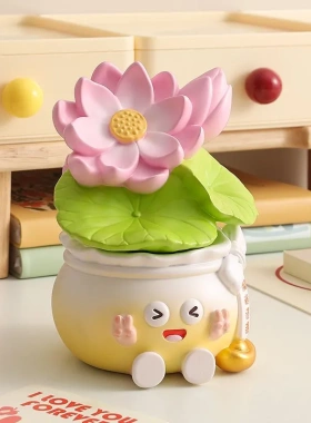 好运莲莲拒绝焦虑摆件办公室桌面