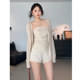 Wannvy Up ຊຸດຫວານແບບເກົາຫຼີ ປ້ອງກັນແສງແດດ ຖັກແສ່ວ ເສື້ອຢືດ ເສື້ອຢືດ ເສື້ອຢືດ ເສື້ອຍືດ ຂາສັ້ນ ກາງເກງ ຂອງແມ່ຍິງ 3ສ່ວນ