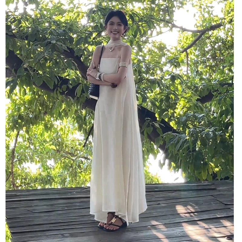 JIAHUI STUDIO 海边度假风无袖吊带连衣裙仙女沙滩裙气质裙子长裙 - 图3