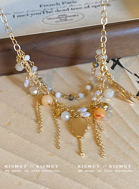 敦煌飞天~超仙树叶果实流苏项链颈链复古民族风锁骨链古装配饰女