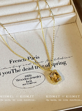 复古水晶吊坠穿搭项链女2025新款