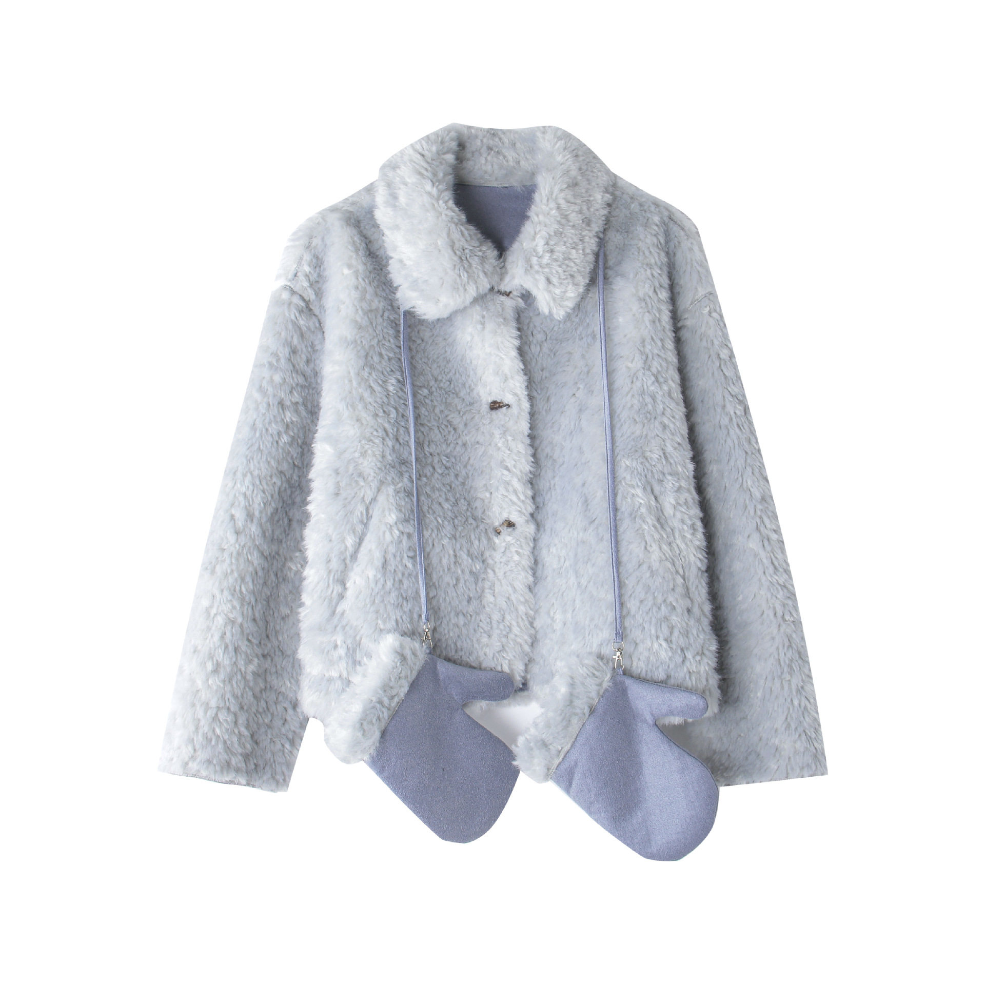 【布朗尼慕斯 麂皮手套】歌铭仿羊羔毛翻领短款外套女装冬季N734C,淘宝优惠券,粉丝福利购,淘宝优惠卷