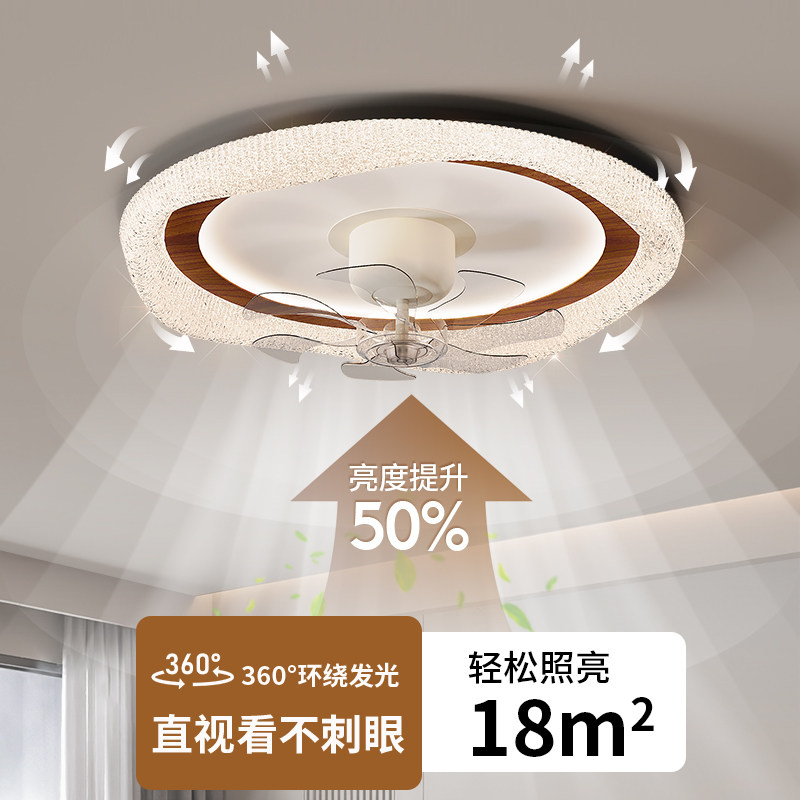 全光谱中古风风扇灯隐形复古风2025新款水晶灯护眼卧室吸顶风扇灯,淘宝优惠券,粉丝福利购,淘宝优惠卷