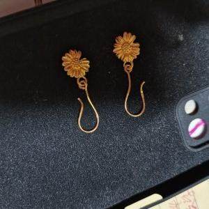 999足金手工耳钩搭挂黄金耳吊DIY配件吊耳环纯金耳圈韩版女性耳饰 - 图2