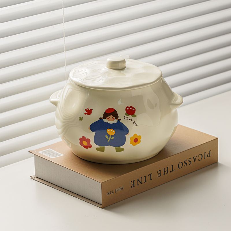 猪油罐家用可爱耐高温油罐陶瓷装荤油辣椒油红油罐子厨房容器带盖 - 图1