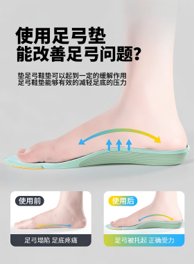 女士专用足弓支撑鞋垫运动气垫减震专业扁平足矫正足弓垫久站不累