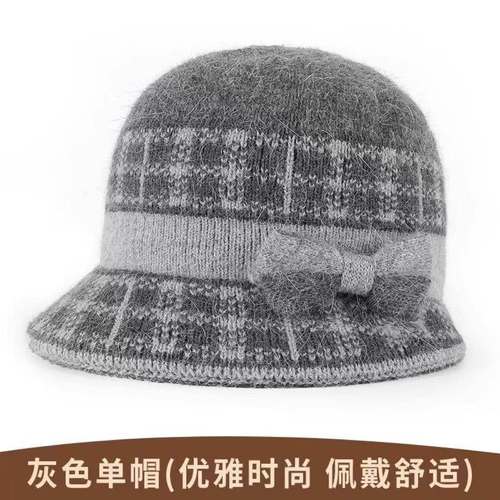 中老年人帽子女冬天保暖毛线帽秋冬老太太防寒帽内里加绒加厚棉帽 - 图3