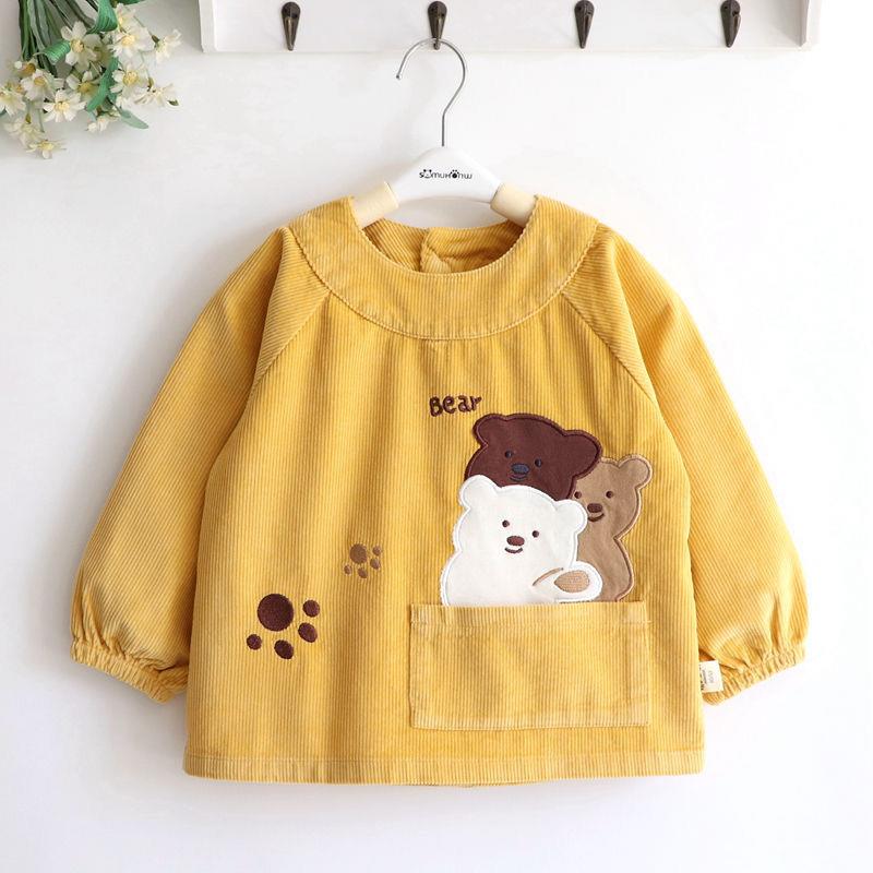 Baby smock, children's apron, reverse dressing, baby eating bib, autumn and winter long-sleeved waterproof and anti-dirty protective clothing for boys and girls