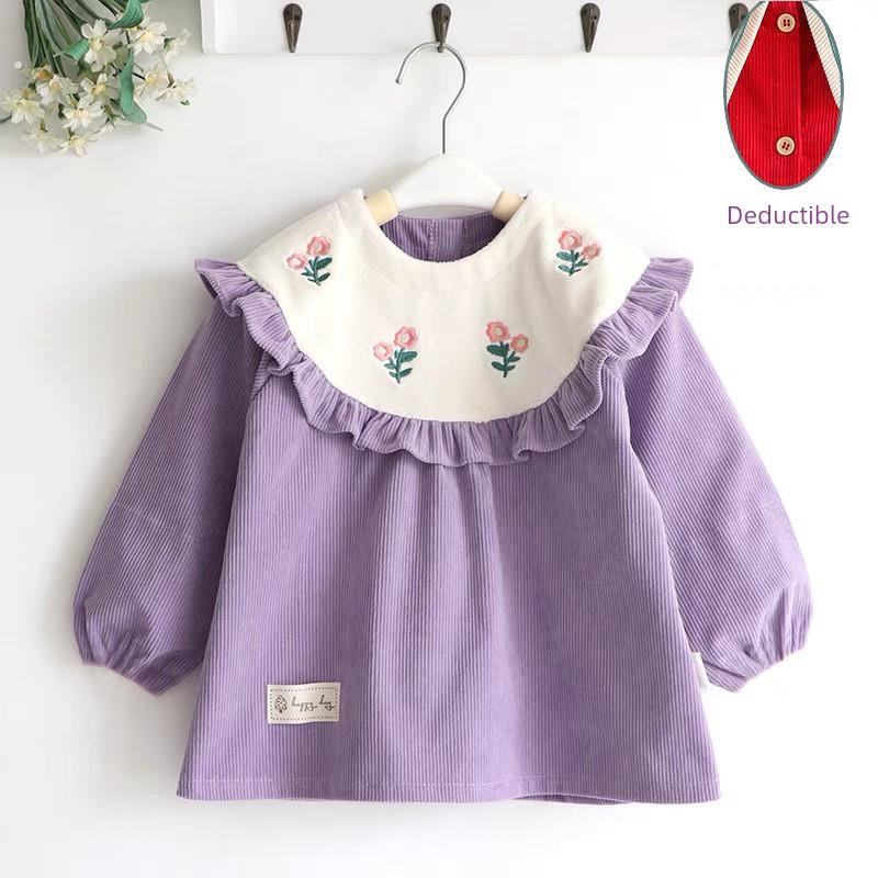 Baby smock, baby girl, little princess, spring and autumn outer wear, waterproof children's apron, girl's pure cotton style bib