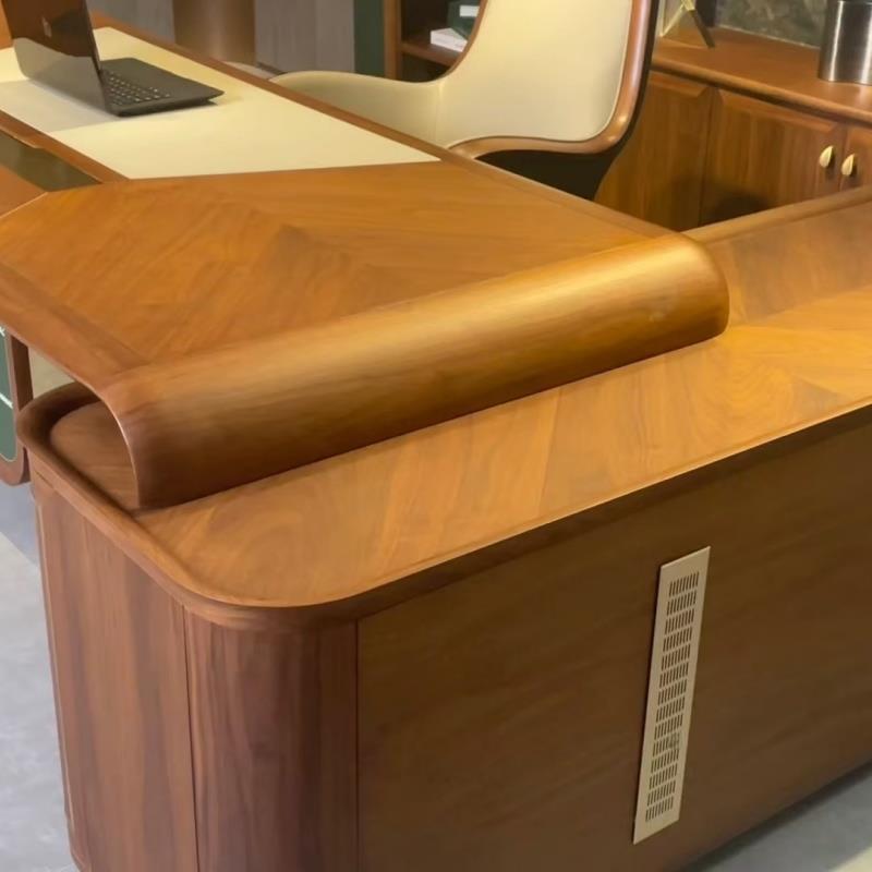 新中式实木办公桌老板桌大气总裁桌现代简约总经理大班台老总桌 - 图2