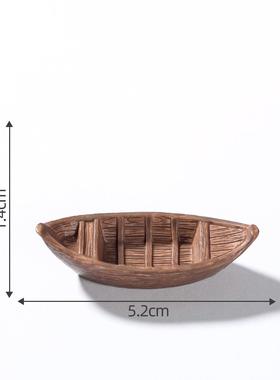 迷你仿真漂浮小船模型摆件 可下水微景观鱼缸盆景造景DIY装饰配件