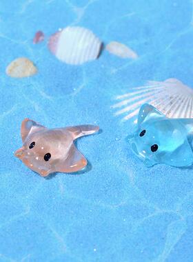 新款迷你可爱魔鬼鱼 微景观树脂透明小摆件 水族馆鱼缸装饰小配件