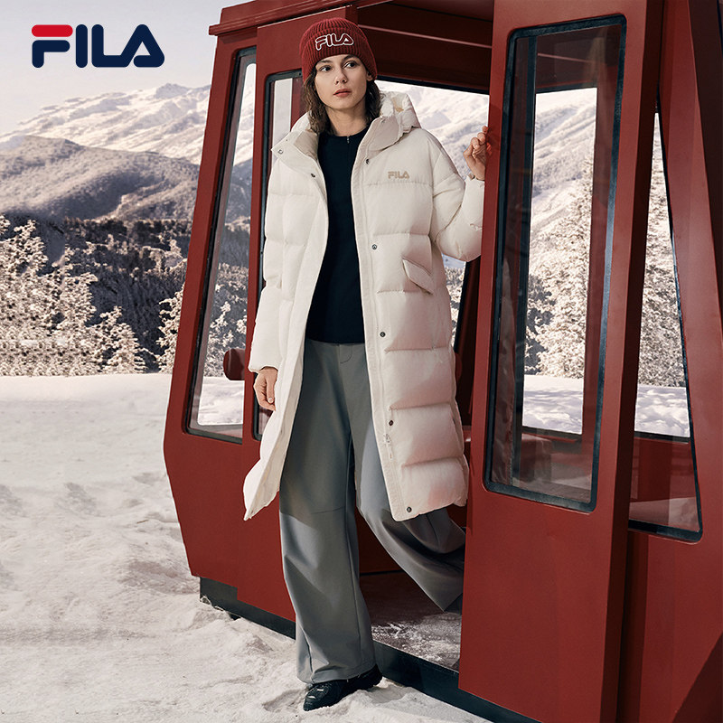 FILA斐乐官方女子长款羽绒服2025冬新款派克服防泼水户外保暖外套,淘宝优惠券,粉丝福利购,淘宝优惠卷