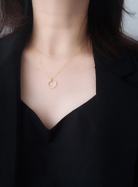 时尚钛钢不掉褪色网红气质钉子项链女ins冷淡风小众设计感潮