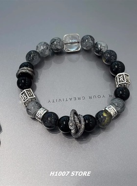 原创情侣款古风手作盘龙琉璃串珠手串男款手链女生新中式手腕饰品