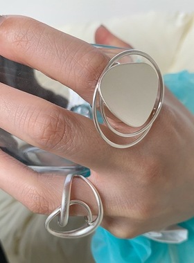 不规则线条圆圈戒指女几何时尚个性夸张嘻哈朋克开口指环食指戒潮