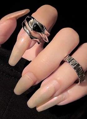 潮小白925银几何波浪戒指女暗黑小众设计时尚个性轻奢开口食指戒