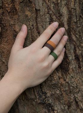 8.7mm树皮纹男款戒指运动饰品欧美silicone rings不掉色硅胶戒指