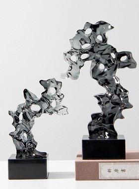 刺身摆盘装饰酒店餐厅新中式透明石头珊瑚摆件三文鱼海鲜姿造装盘