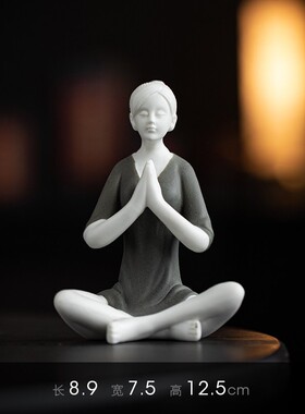 辉道陶瓷彩砂瑜伽少女普拉提摆件禅意家居瑜伽馆开业礼品软装饰品