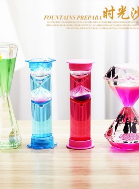 创意七彩闪光沙漏计时器摆件卡通小动物液体海洋油滴儿童生日礼物