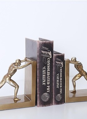 创意书房摆件书靠装饰酒柜品简约运动书挡书立办公室欧式复古北欧