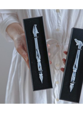 北极熊系列 匠心手工 北极熊玻璃墨水笔 写字笔 玻璃摆件 礼盒